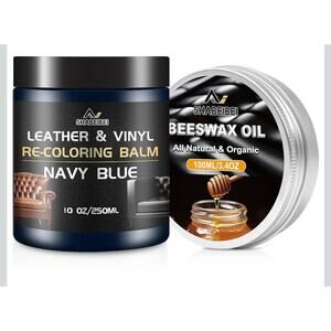 Leather Repair Kit Recolor Balm Conditioner Waterproof Beeswax Oil Navy Blue s3